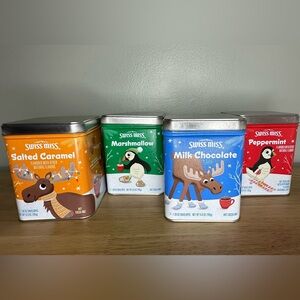 Lot of 4 Empty 2024 Swiss Miss Hot Cocoa Christmas Collectible Tin Containers‎